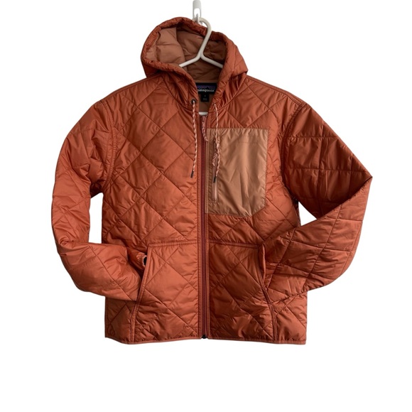 Patagonia Women's Diamond Quilted Bomber Hoody Sz Small in Red Potter - Picture 2 of 11